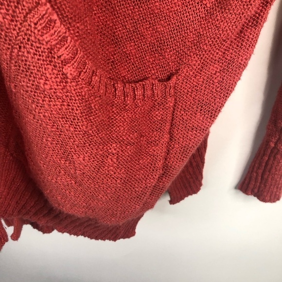 Tahari open cardigan coral long sleeve pockets M - Picture 2 of 10